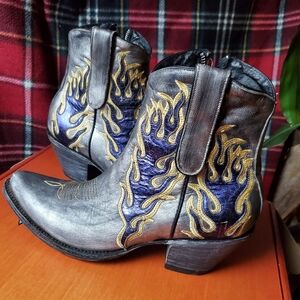 Old Gringo Tiffin Leather Metallic Western Booties 9B